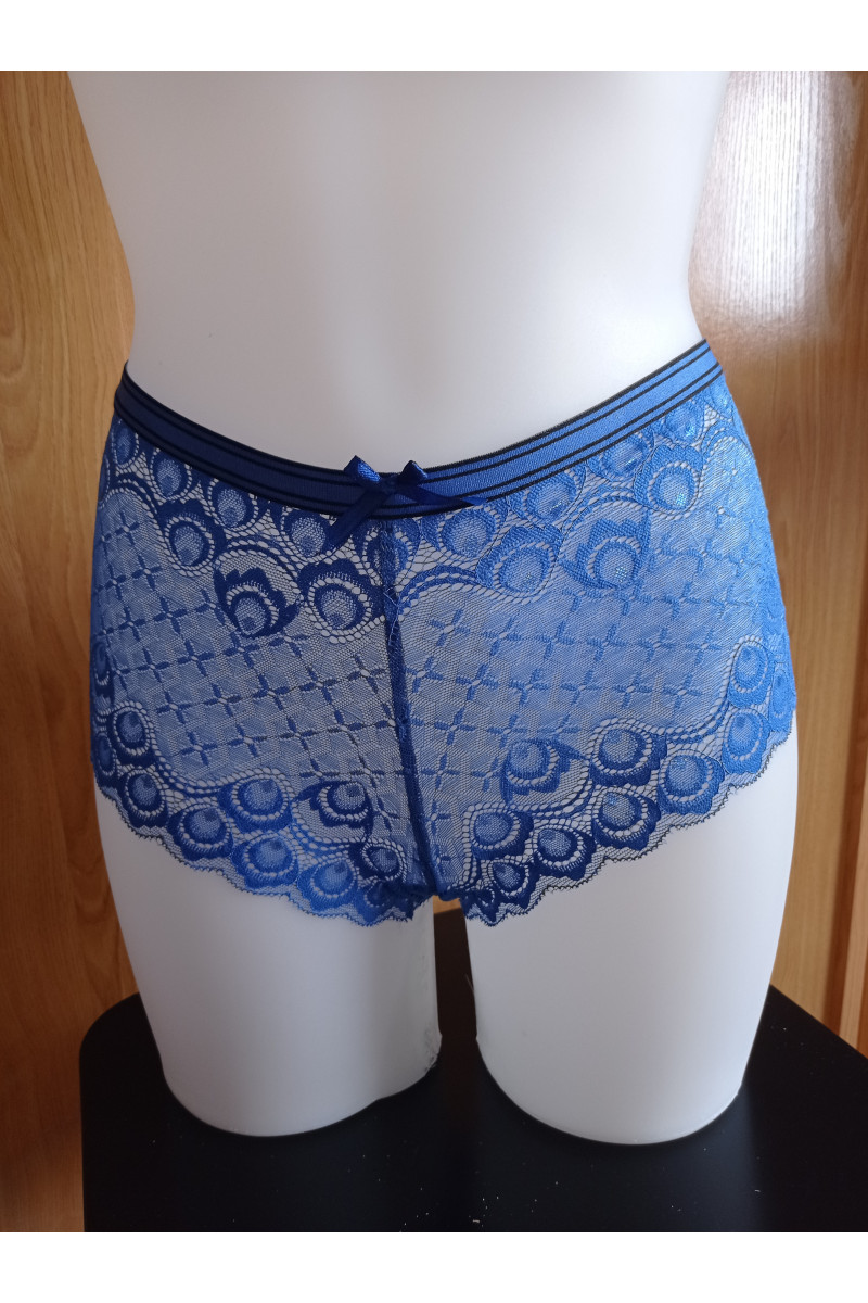 Culote Alto Azul Oscuro de Encaje