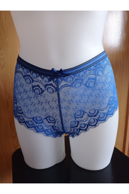 Culote Alto Azul Oscuro de Encaje