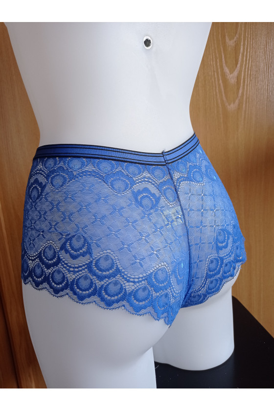 Culote Alto Azul Oscuro de Encaje