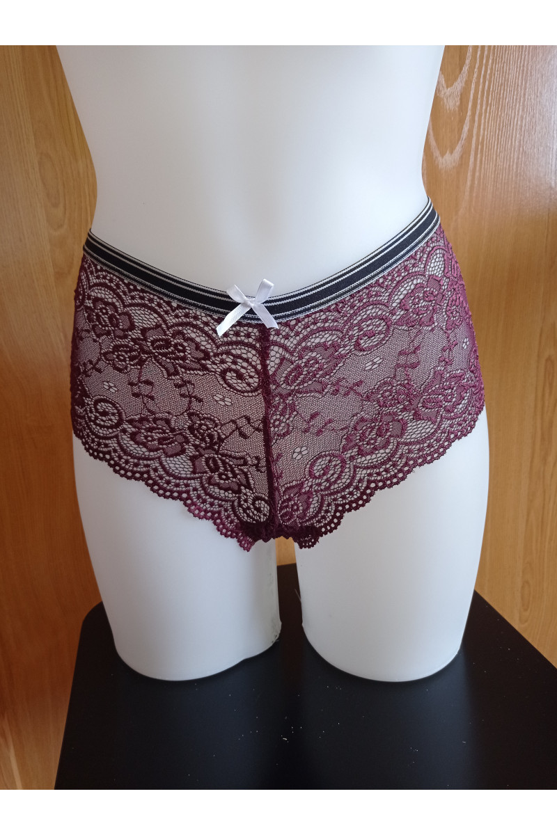 Culote Alto Color Bourdeos de Encaje
