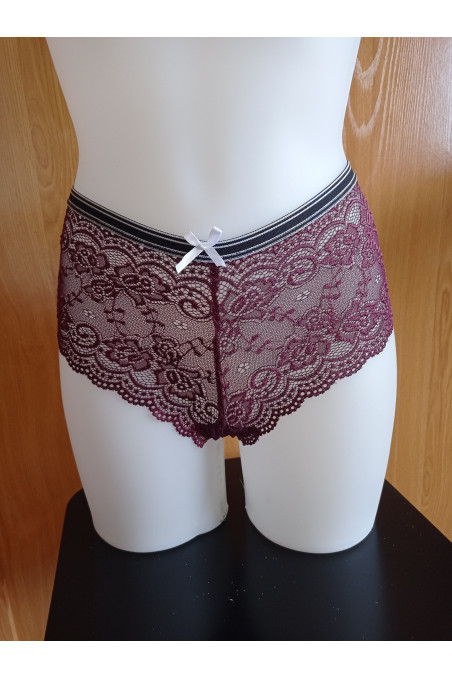 Culote Alto Color Bourdeos de Encaje