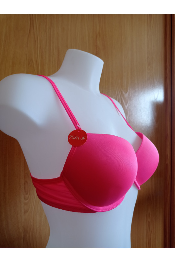 Sujetador Liso Rosa Fluorescente